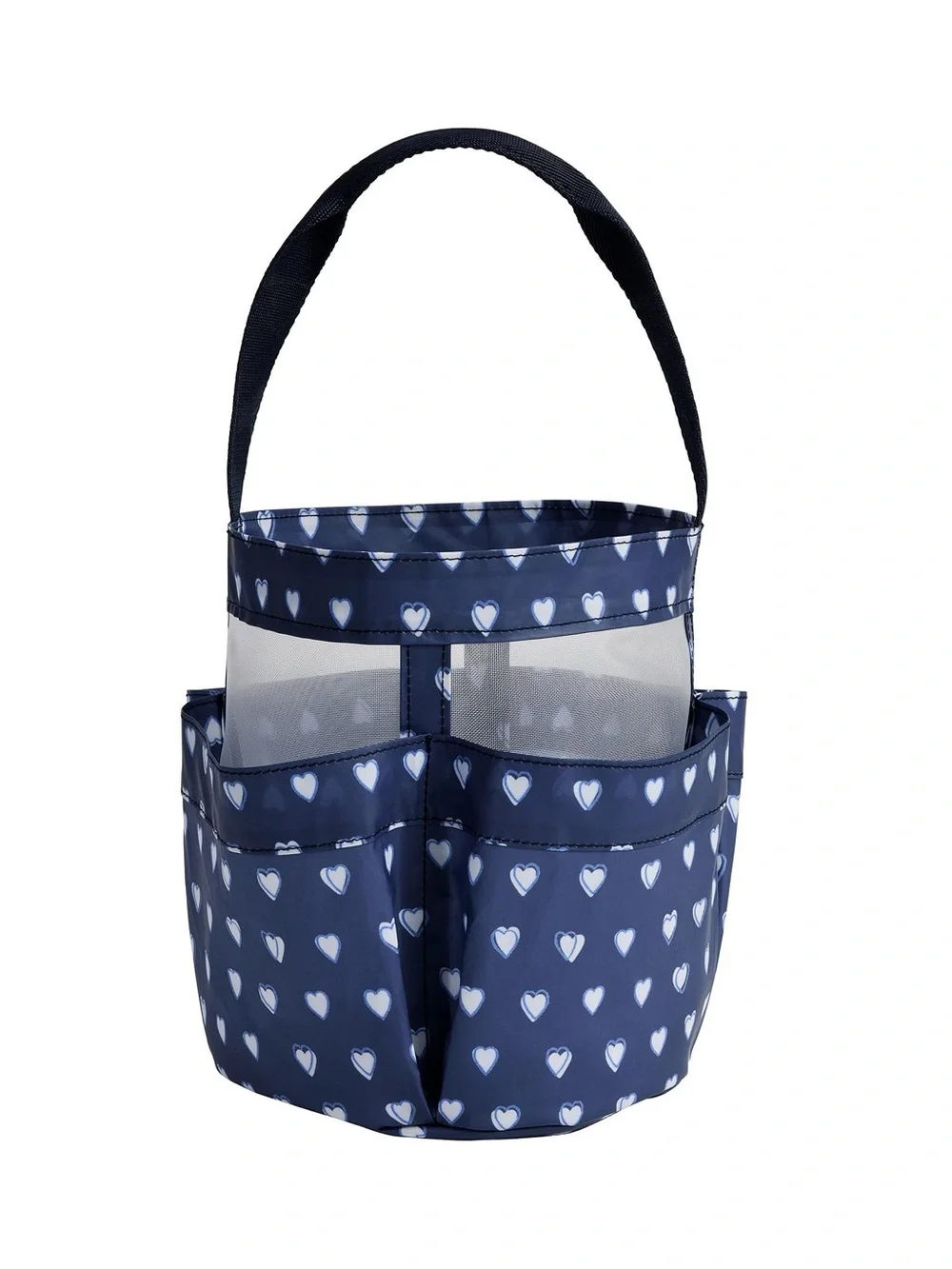 Roller Rabbit x Pottery Barn Navy Heart Print Mesh Bath Caddy